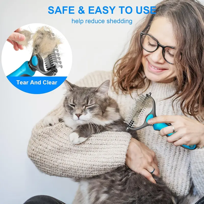 2-in-1 Deshedding Brush for Dogs & Cats