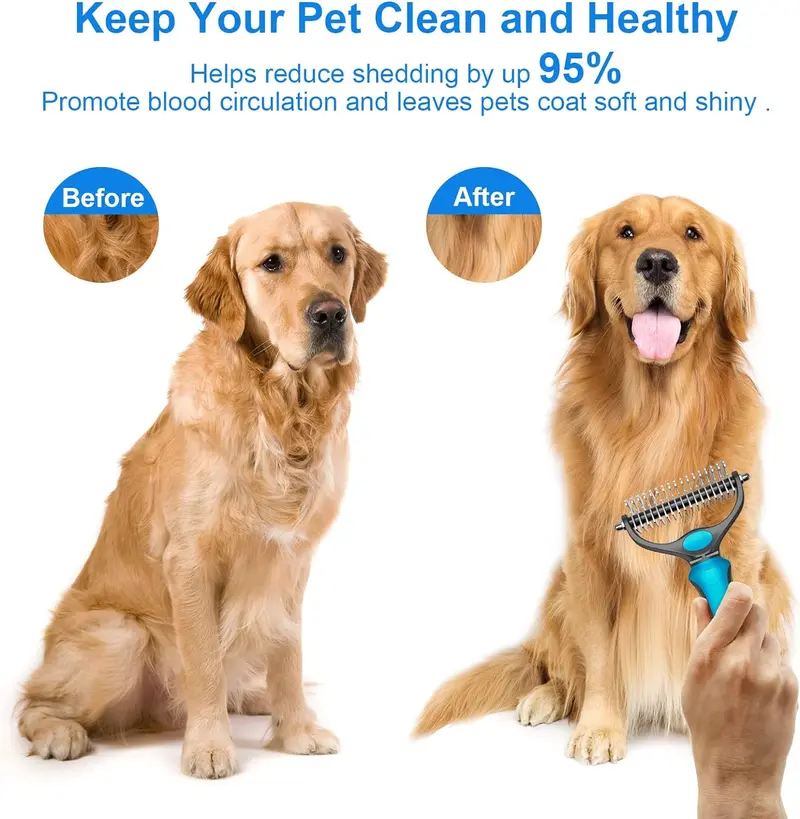 2-in-1 Deshedding Brush for Dogs & Cats