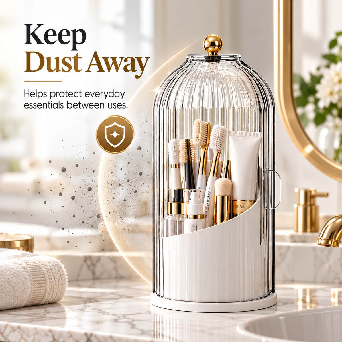 LumiVault™ Dustproof Bathroom & Vanity Organizer