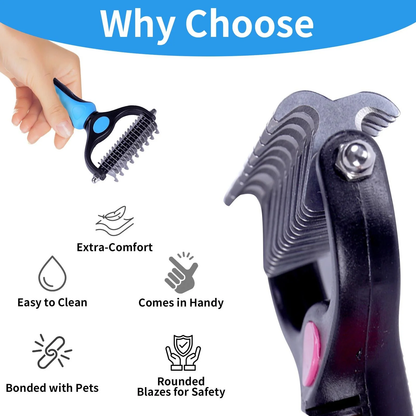 2-in-1 Deshedding Brush for Dogs & Cats