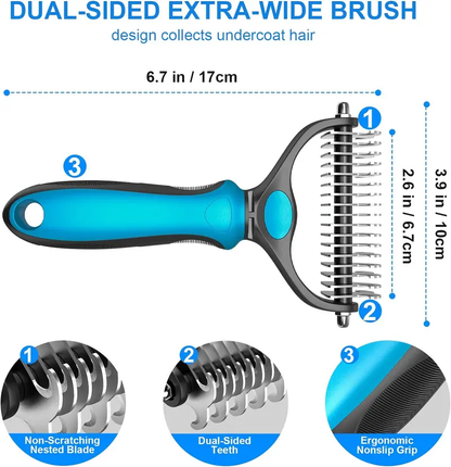 2-in-1 Deshedding Brush for Dogs & Cats