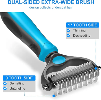 2-in-1 Deshedding Brush for Dogs & Cats
