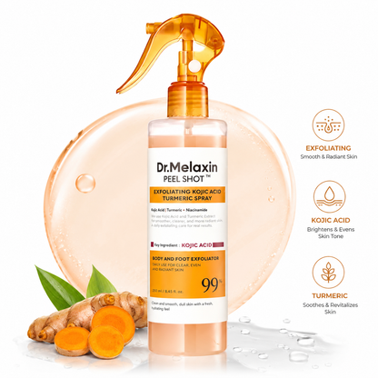 Peel Shot Keratin Care Kojic Acid Turmeric Spray 200ml Pore Clearing Exfoliating Formula Skin Repair Scrub