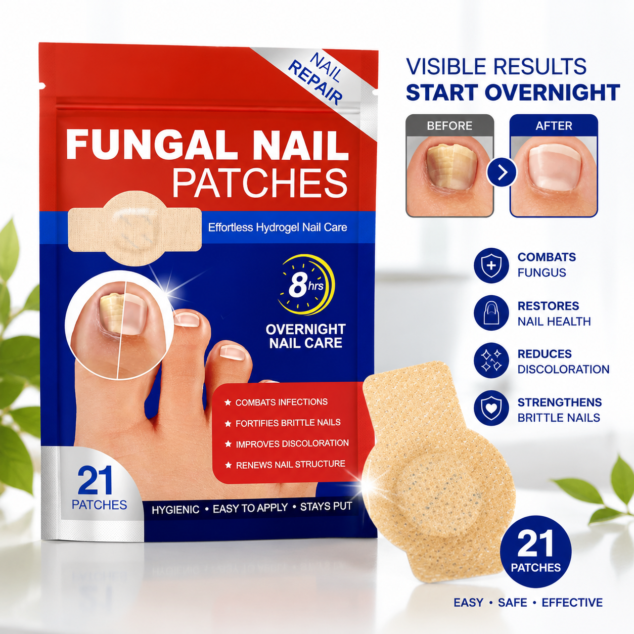 💅 Extra Strength Nail Fungus Treatment Patches | 21 Pack