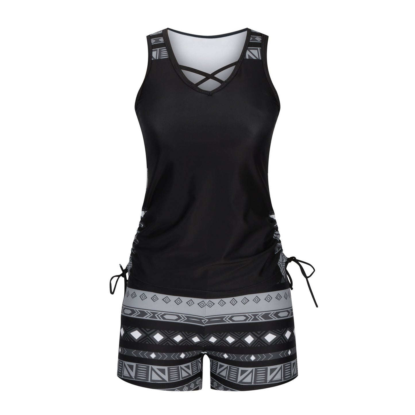 Women's Tummy Control Tankini Set with Built-In Bra - Flattering Boho Swimwear with Shorts🏖️