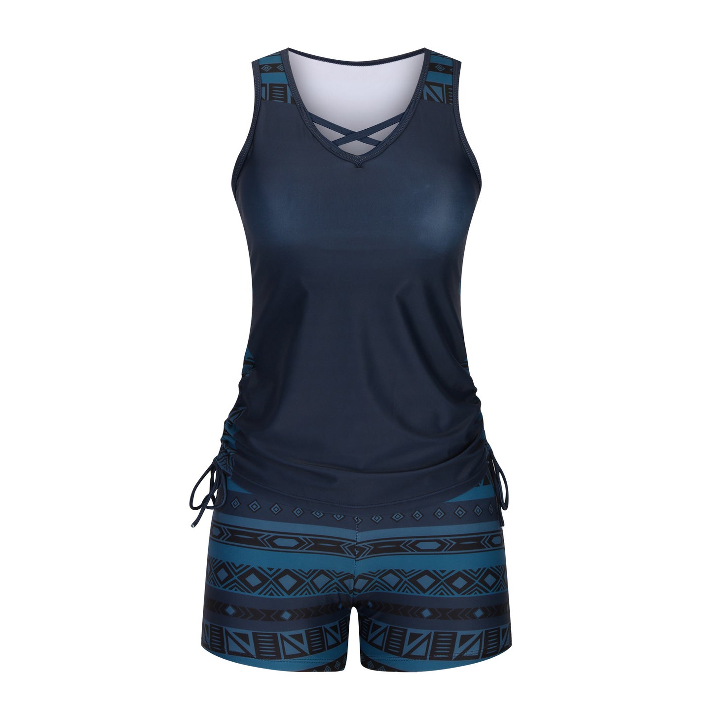 Women's Tummy Control Tankini Set with Built-In Bra - Flattering Boho Swimwear with Shorts🏖️