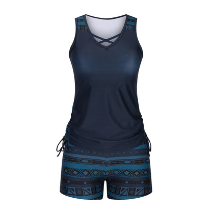 Women's Tummy Control Tankini Set with Built-In Bra - Flattering Boho Swimwear with Shorts🏖️
