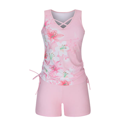 Women's Tummy Control Tankini Set with Built-In Bra - Flattering Boho Swimwear with Shorts🏖️