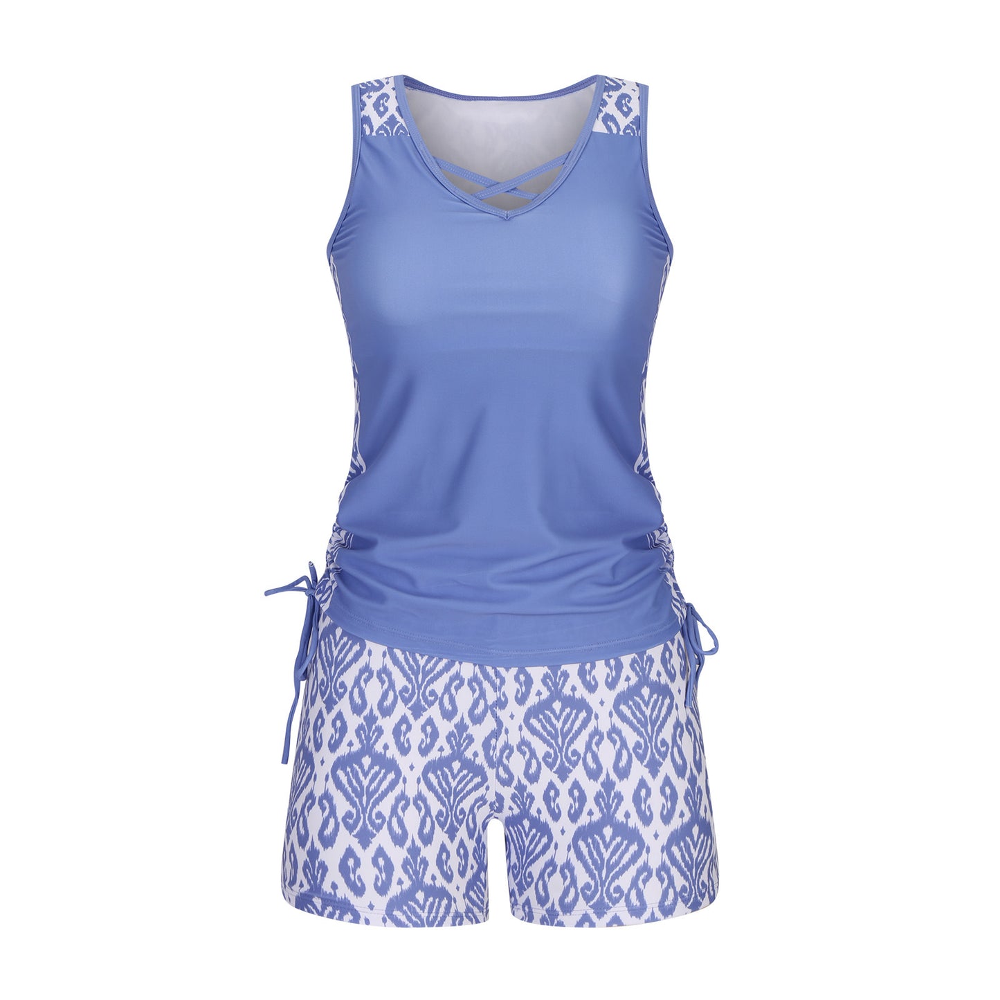 Women's Tummy Control Tankini Set with Built-In Bra - Flattering Boho Swimwear with Shorts🏖️