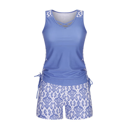 Women's Tummy Control Tankini Set with Built-In Bra - Flattering Boho Swimwear with Shorts🏖️