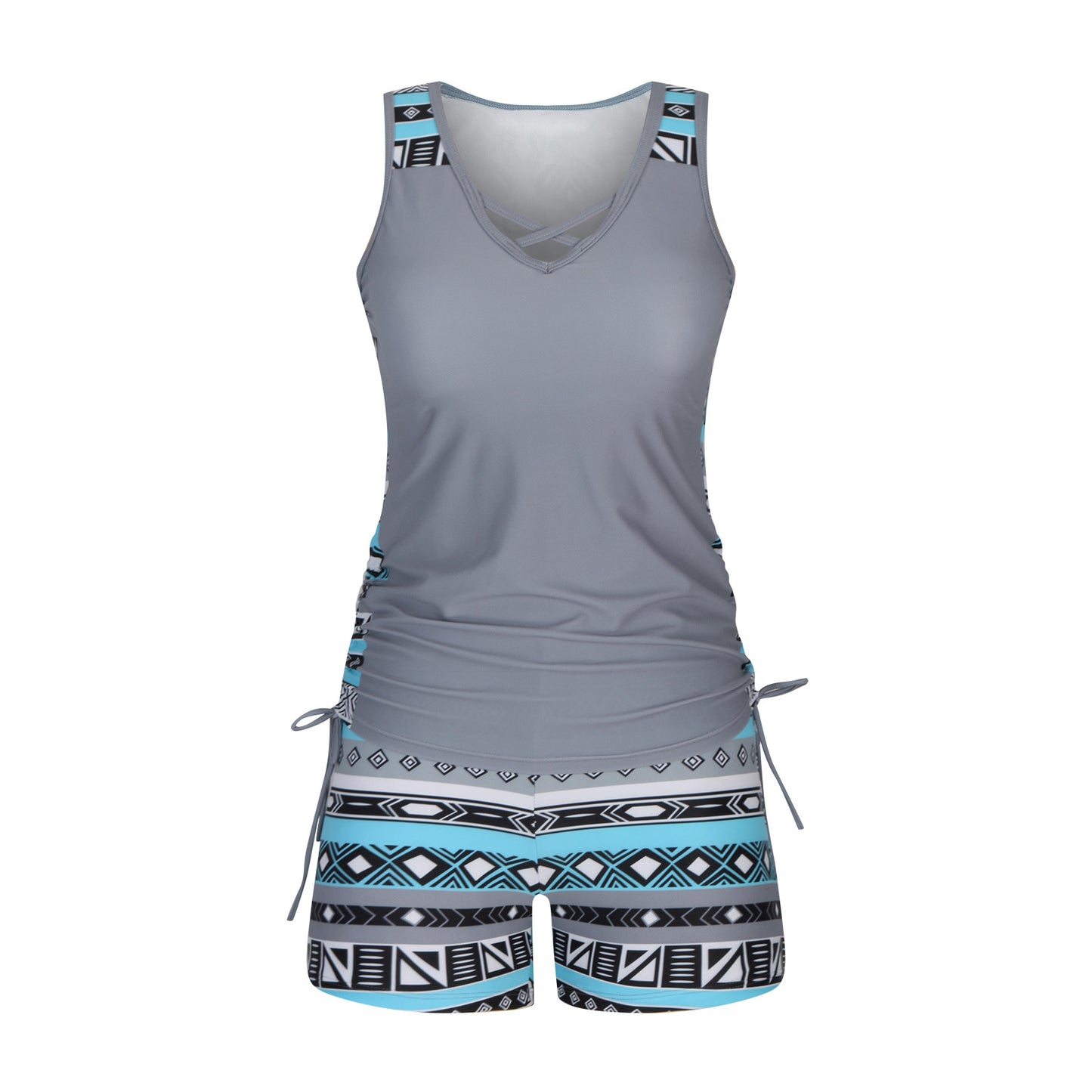Women's Tummy Control Tankini Set with Built-In Bra - Flattering Boho Swimwear with Shorts🏖️