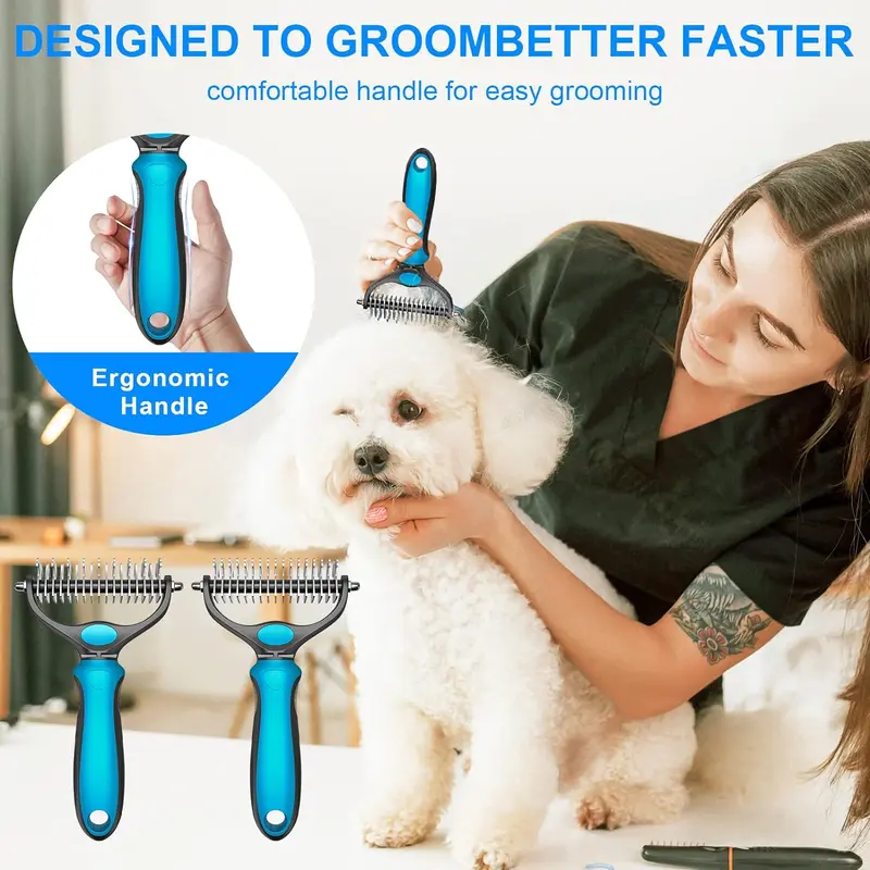 2-in-1 Deshedding Brush for Dogs & Cats