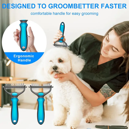 2-in-1 Deshedding Brush for Dogs & Cats