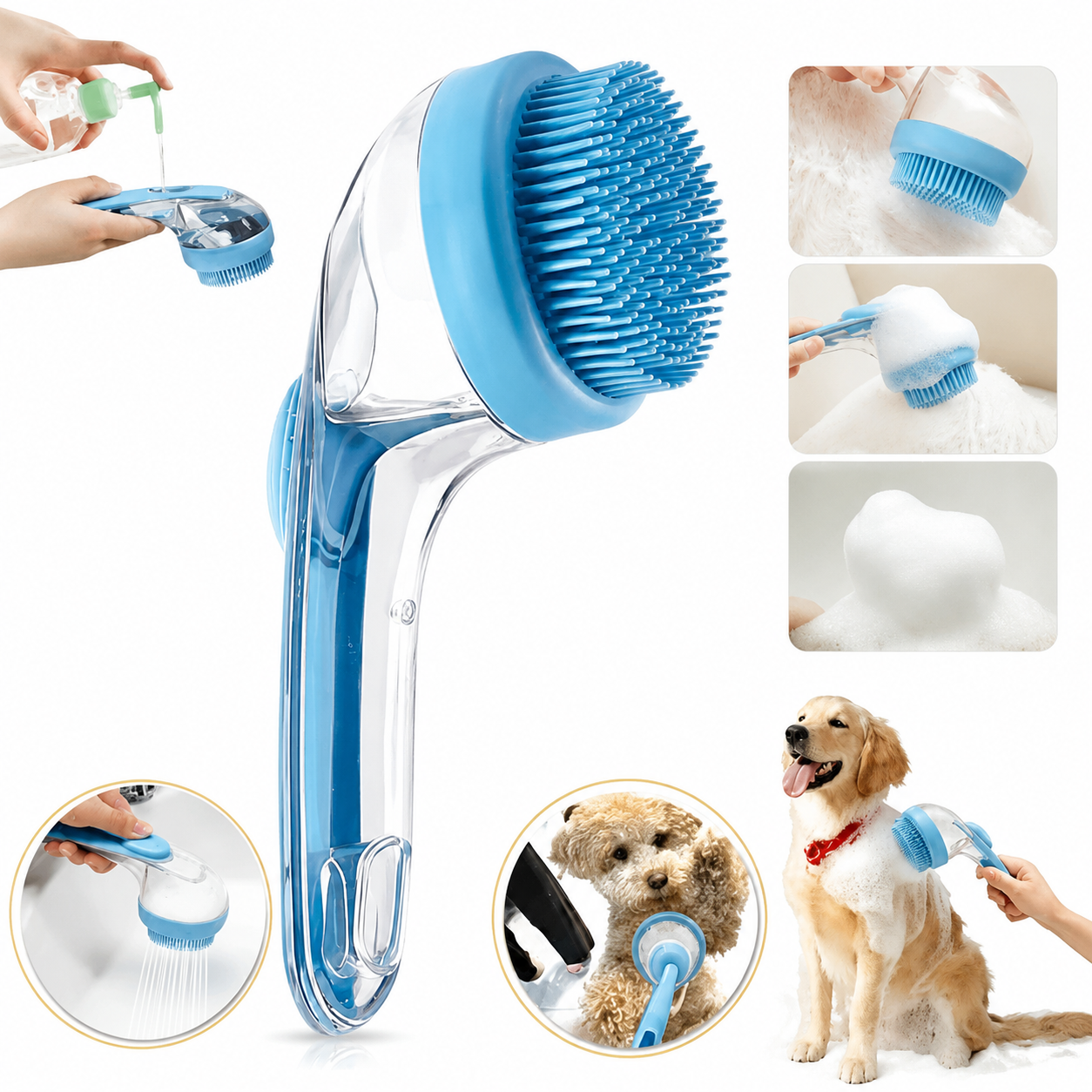 2-in-1 Pet Bath Brush & Deshedding Tool